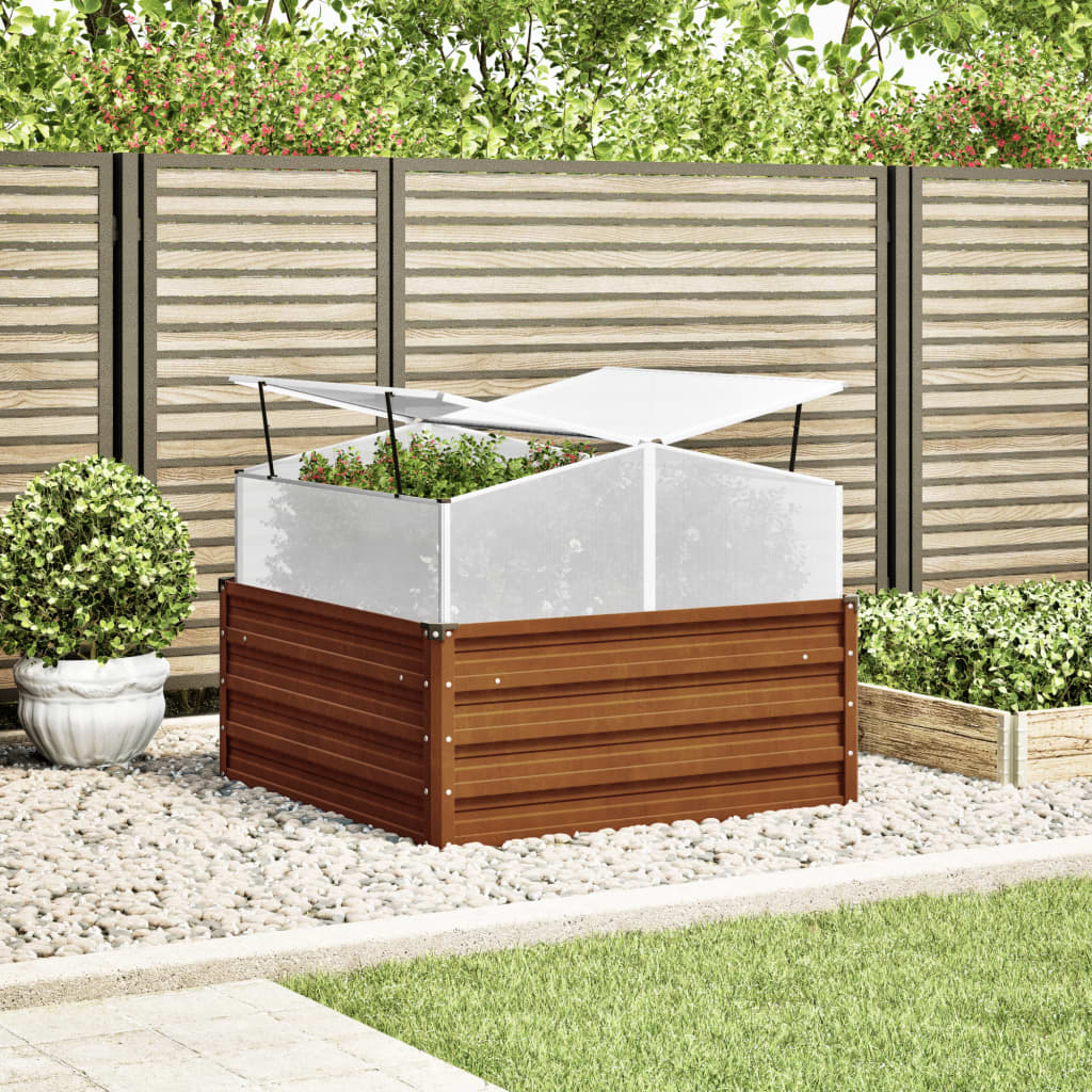 Jardinière Vidaxxl avec acier résistant aux intempéries en forme de serre