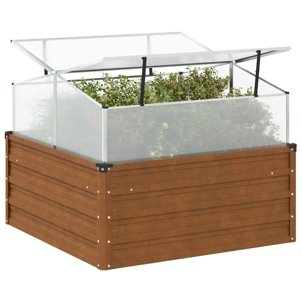 Jardinière Vidaxxl avec acier résistant aux intempéries en forme de serre