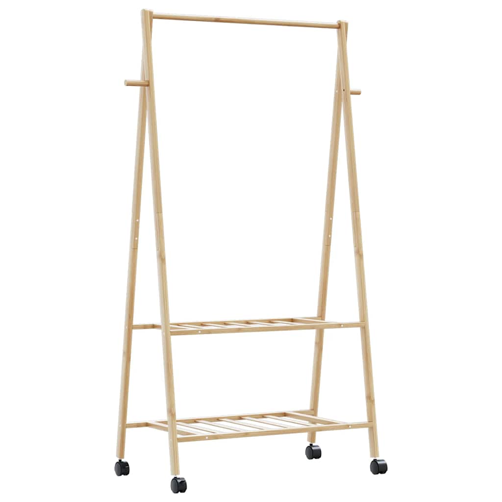 Vidaxx portant à vêtements avec étagères et roulettes 96x45,5x155,5 cm bambou