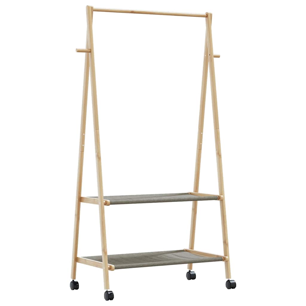 Vidaxx portant à vêtements avec étagères et roulettes 96x45,5x155,5 cm bambou