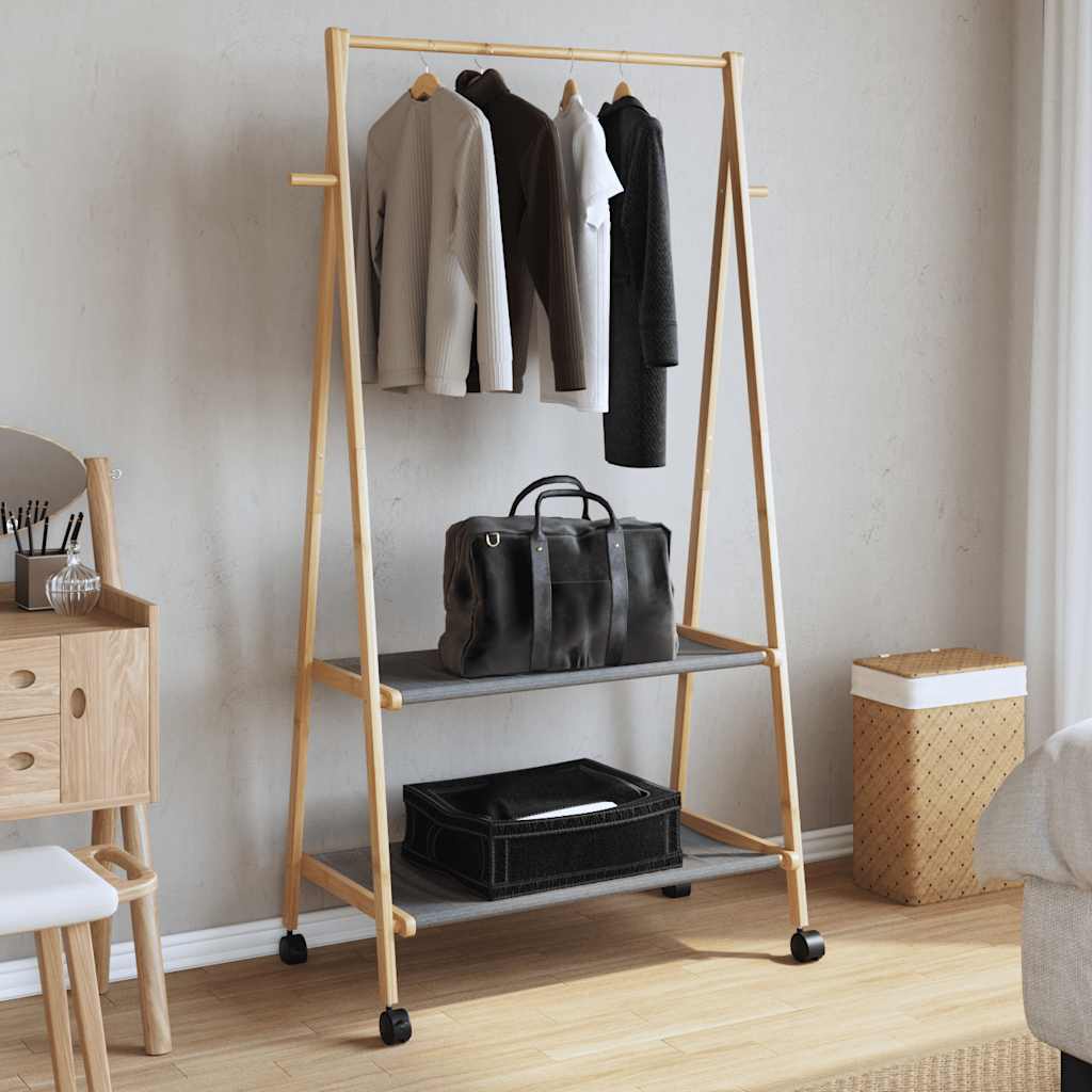 Vidaxx portant à vêtements avec étagères et roulettes 96x45,5x155,5 cm bambou