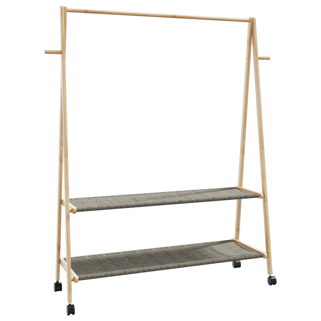 Vidaxx portant à vêtements avec étagères et roulettes 132x45,5x155,5 cm bambou
