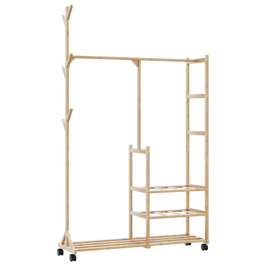 Vidaxx portant à vêtements avec étagères et roulettes 100x38x175,5 cm bambou