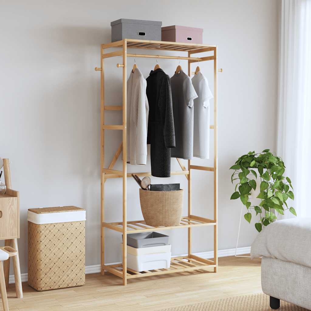 VidaXL portant à vêtements avec étagères 80x40x175 cm bambou