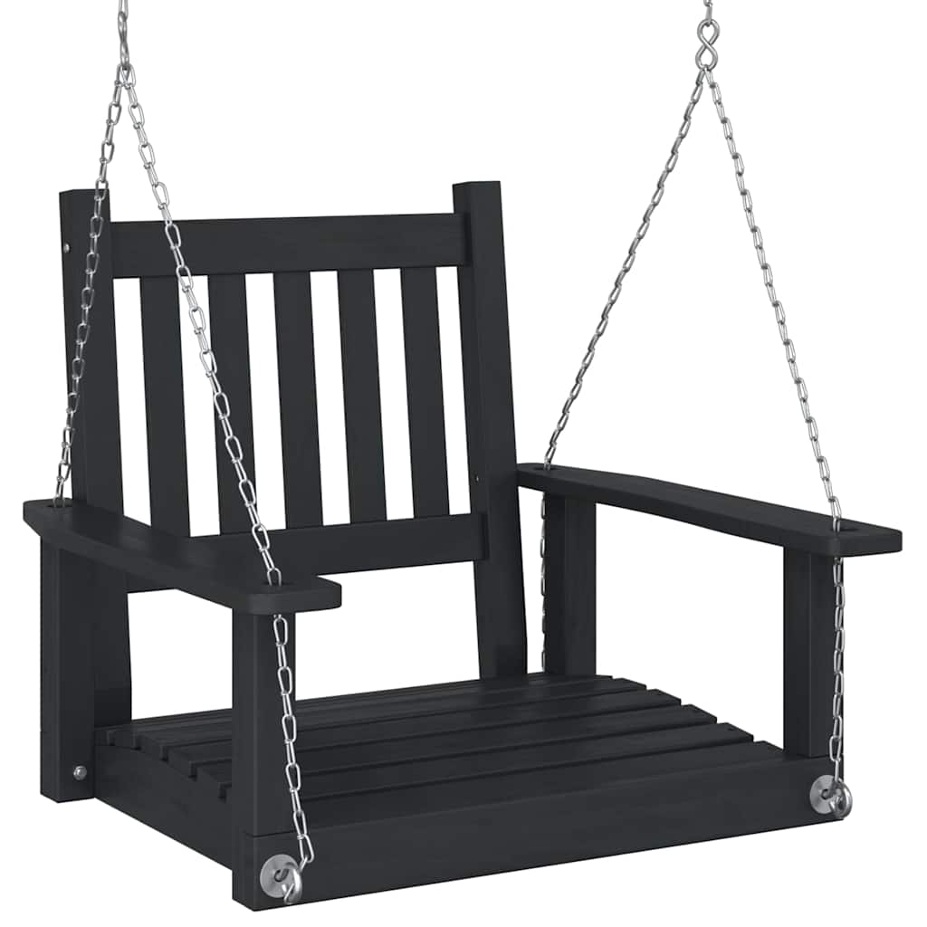 VidaXL chaise à bascule de jardin avec chaînes métalliques, bois de pin massif, noir