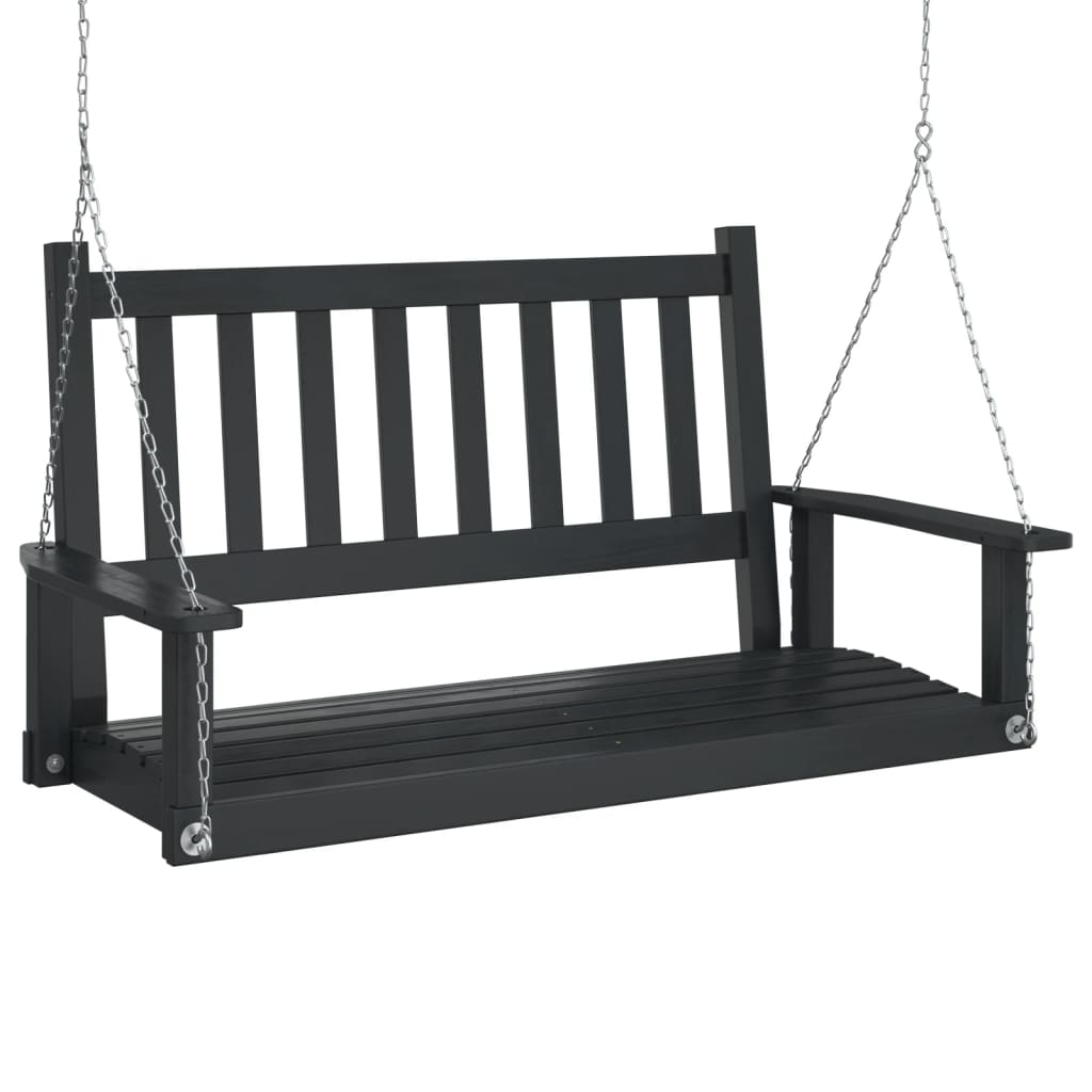 VidaXL balançoire de jardin avec chaînes métalliques, bois de pin massif, noir