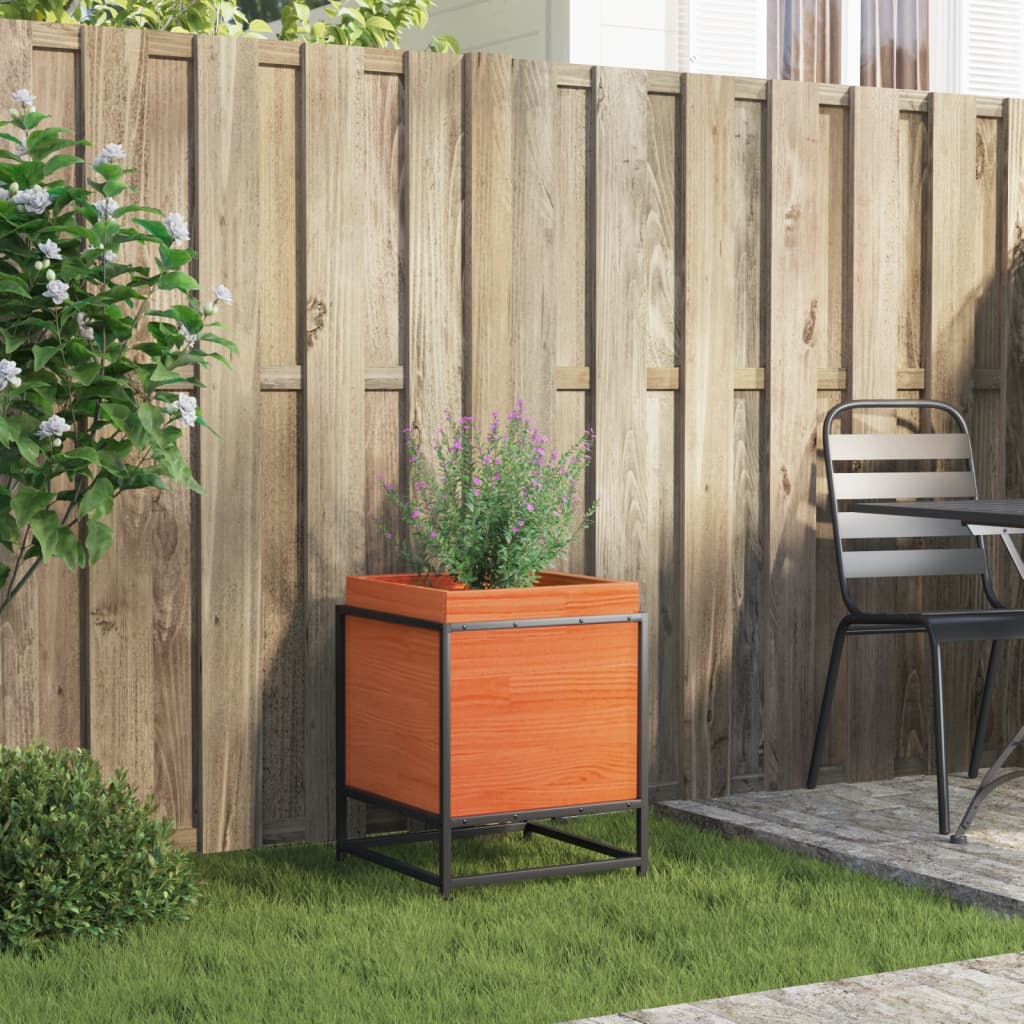Vidaxx jardinière 40x40x50 cm bois de pin massif, marron lavé