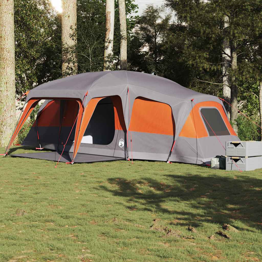 Tente familiale Vidaxx avec dôme véranda 9 personnes imperméable gris orange