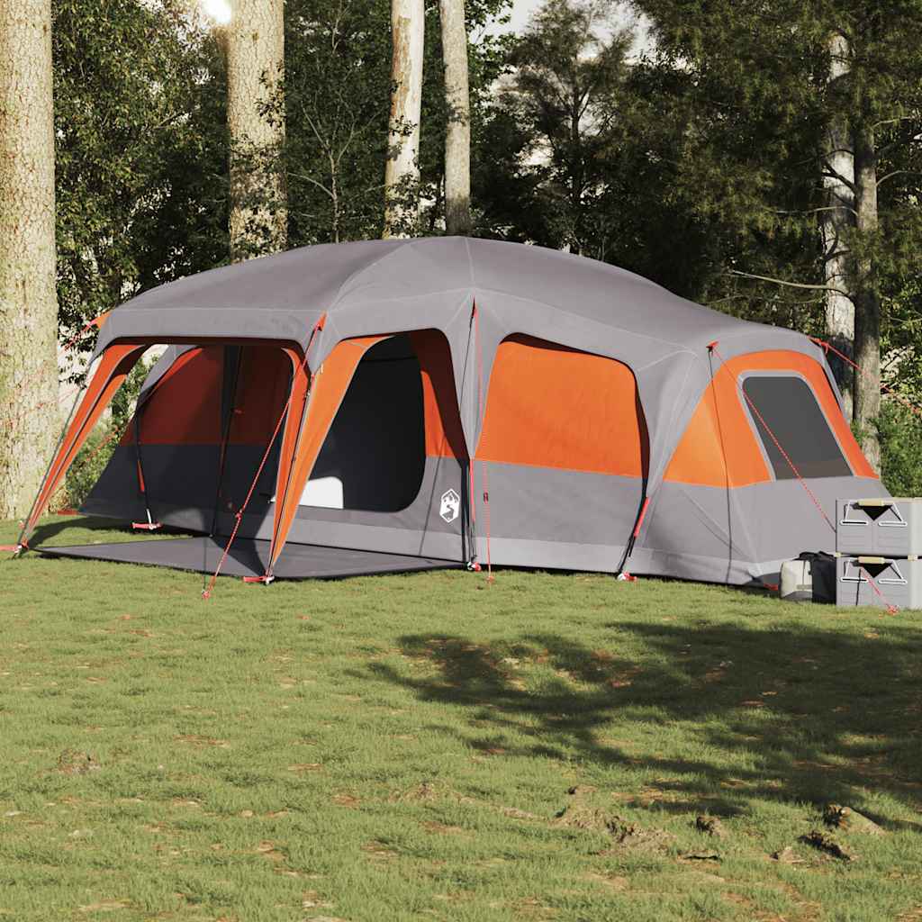 Tente familiale Vidaxx avec dôme véranda 9 personnes imperméable gris orange