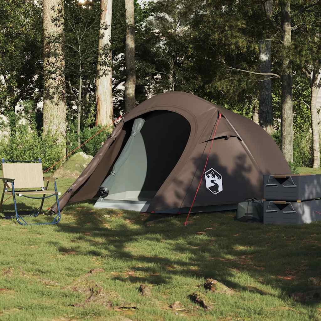 VidaXL tente tunnel 3 personnes imperméable marron
