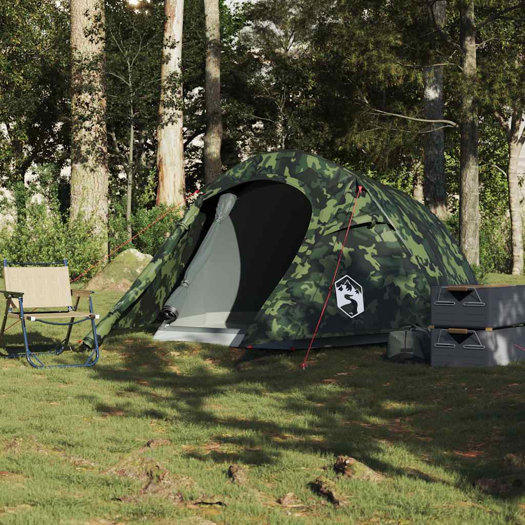 Tente tunnel VidaXL camouflage imperméable 3 personnes
