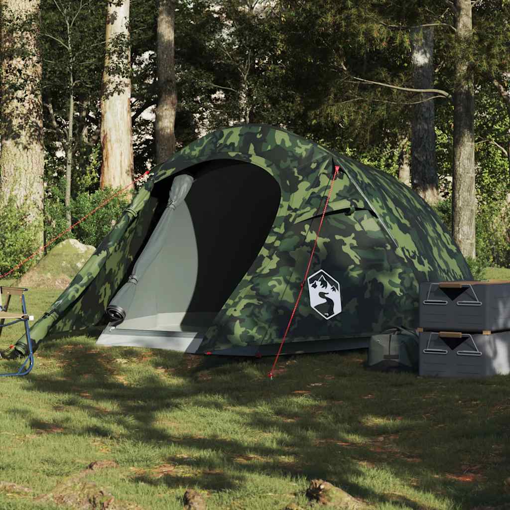 Tente tunnel VidaXL camouflage imperméable 3 personnes