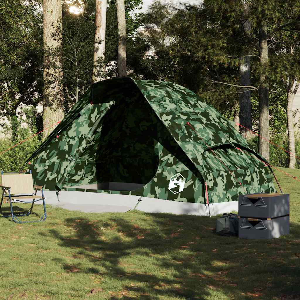 Tente dôme VidaXL camouflage imperméable 6 personnes
