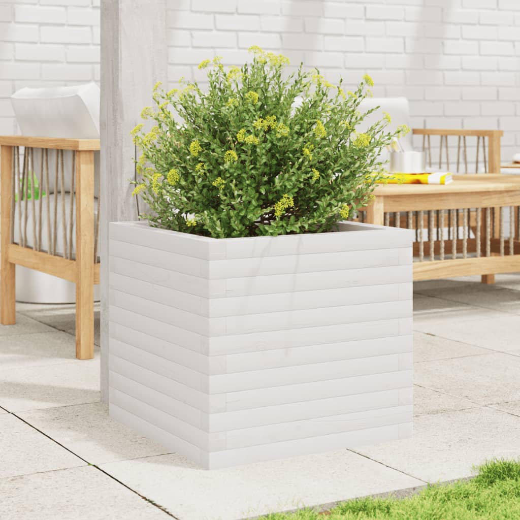 Vidaxx jardinière 50x50x45,5 cm bois de pin massif blanc
