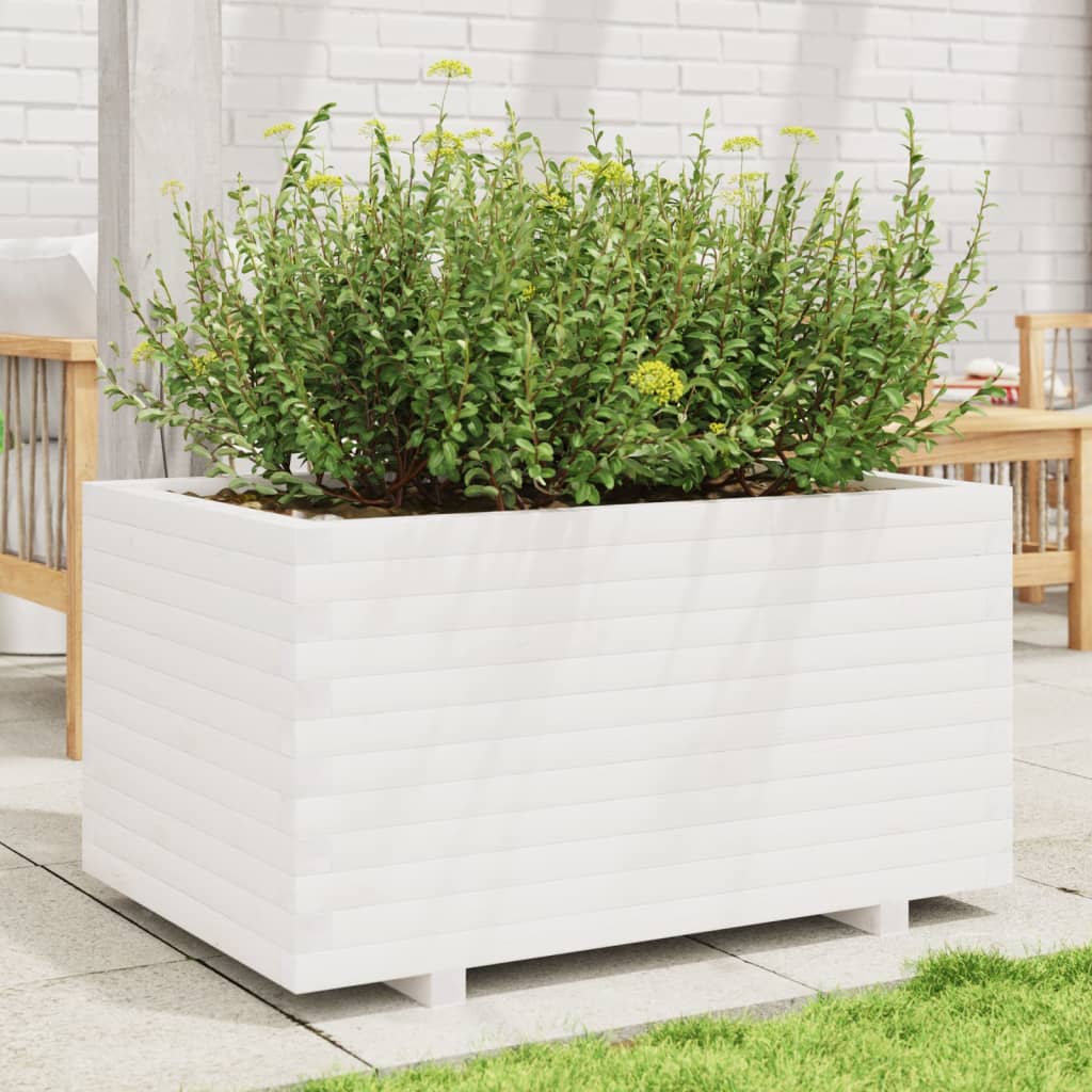 VidaXL Jardinière 90x60x49,5 cm bois de pin massif blanc