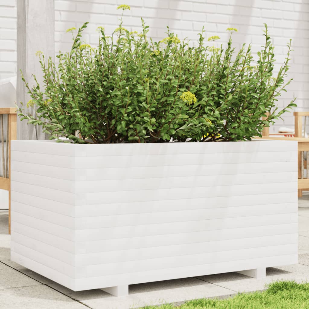 VidaXL Jardinière 90x60x49,5 cm bois de pin massif blanc