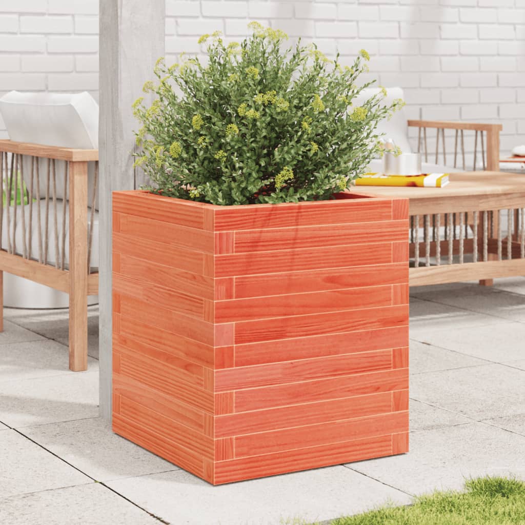VidaXL Jardinière 40x40x46 cm bois de pin massif, marron lavé