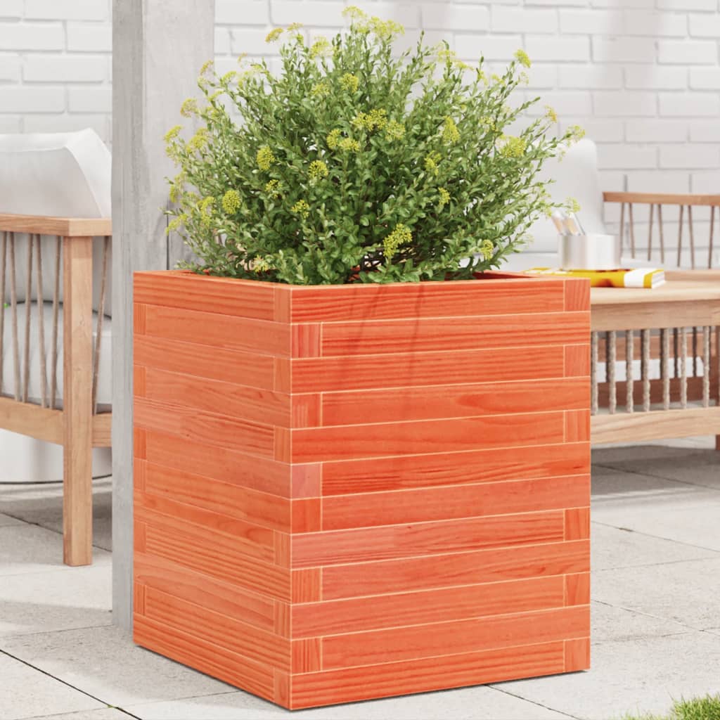 VidaXL Jardinière 40x40x46 cm bois de pin massif, marron lavé