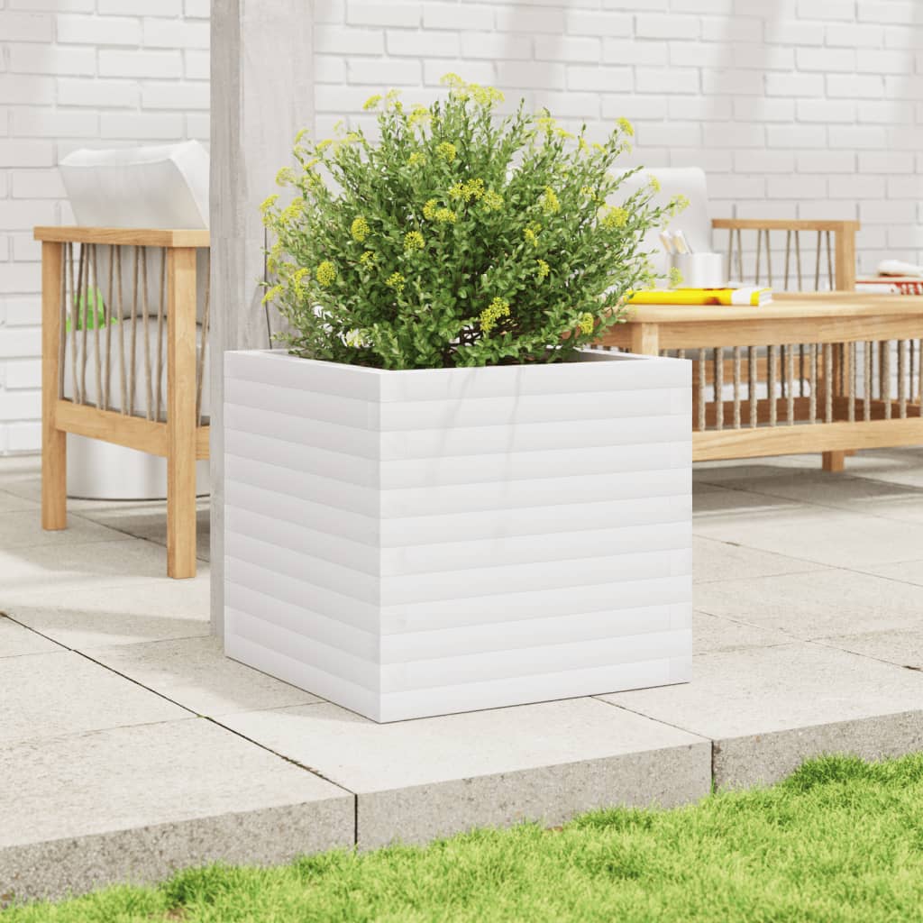 VidaXL Jardinière 50x50x46 cm bois de pin massif blanc
