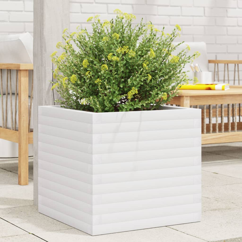 VidaXL Jardinière 50x50x46 cm bois de pin massif blanc