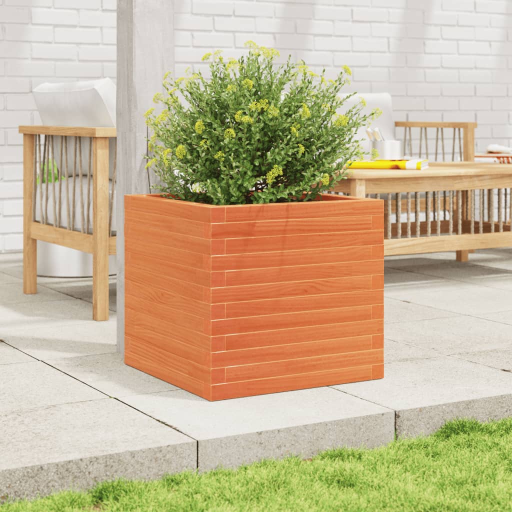 VidaXL Jardinière 50x50x46 cm bois de pin massif, marron lavé