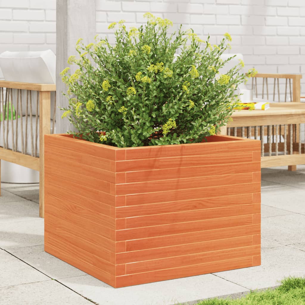 VidaXL Jardinière 60x60x46 cm bois de pin massif, marron lavé