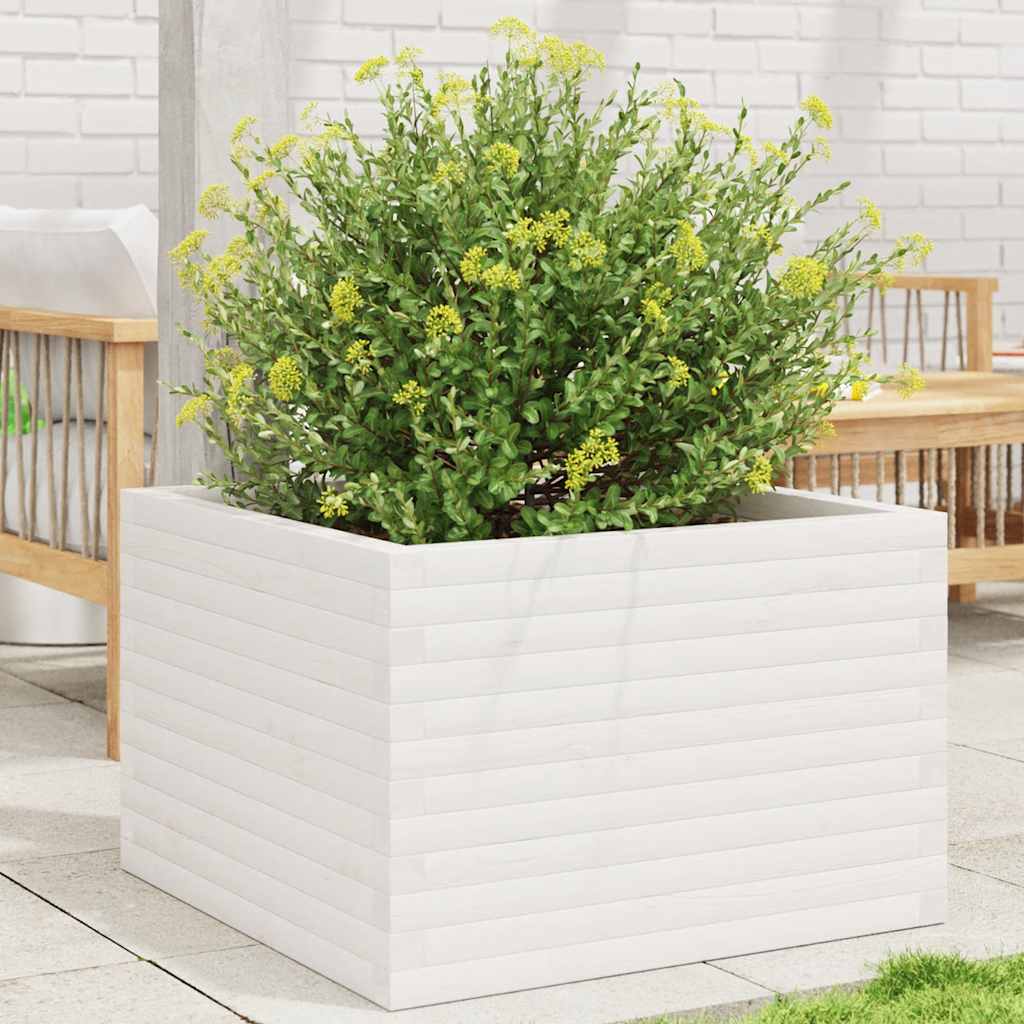 VidaXL Jardinière 70x70x46 cm bois de pin massif blanc