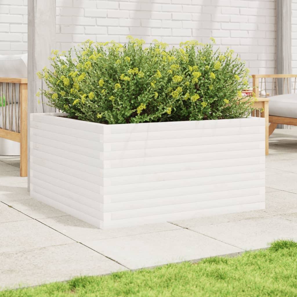 VidaXL Jardinière 90x90x46 cm bois de pin massif blanc