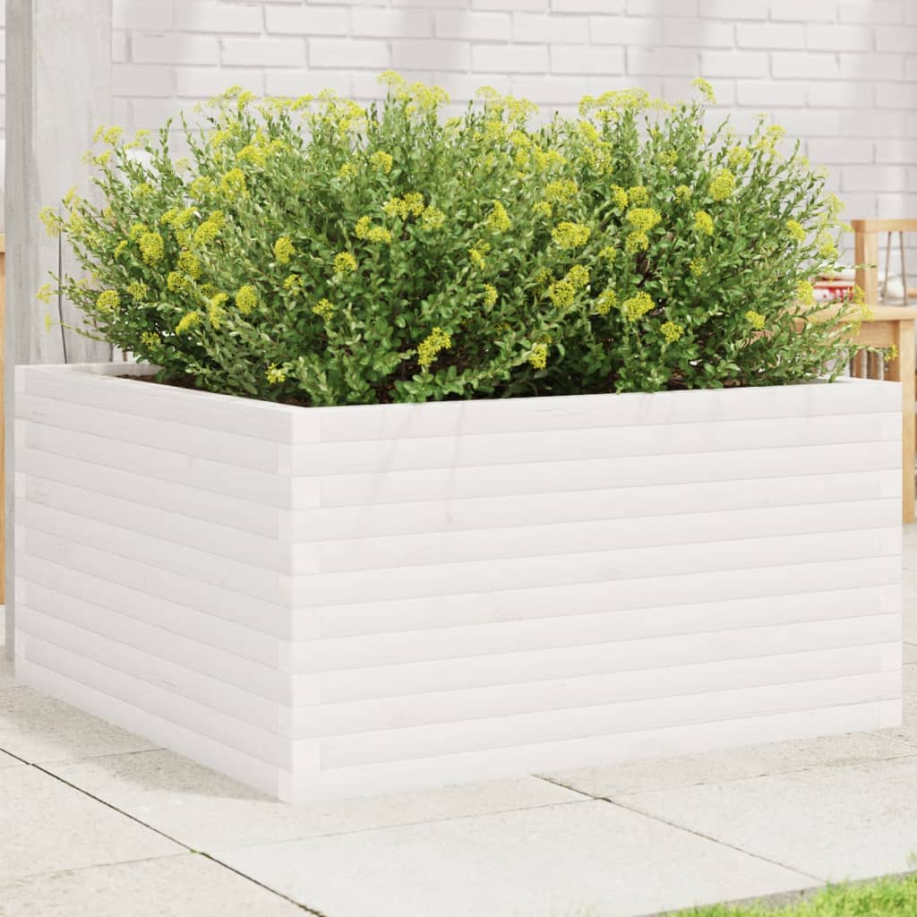 VidaXL Jardinière 90x90x46 cm bois de pin massif blanc