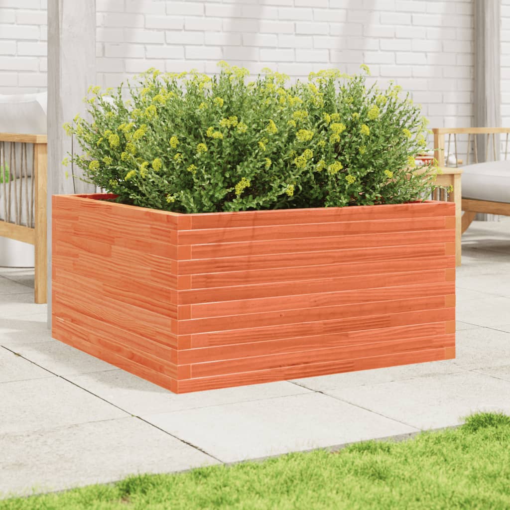 VidaXL Jardinière 90x90x46 cm bois de pin massif, marron lavé
