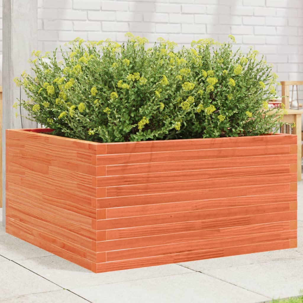 VidaXL Jardinière 90x90x46 cm bois de pin massif, marron lavé