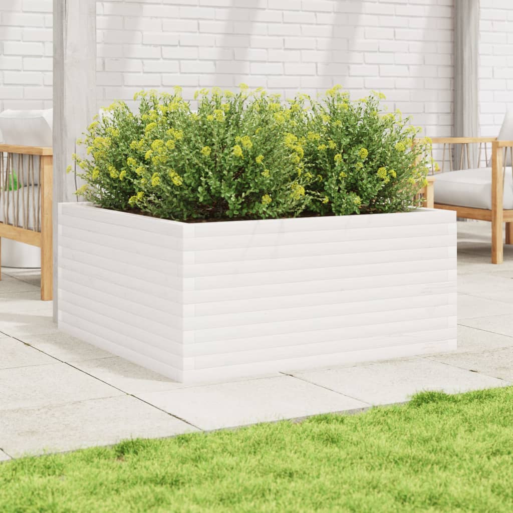 VidaXL Jardinière 100x100x46 cm bois de pin massif blanc