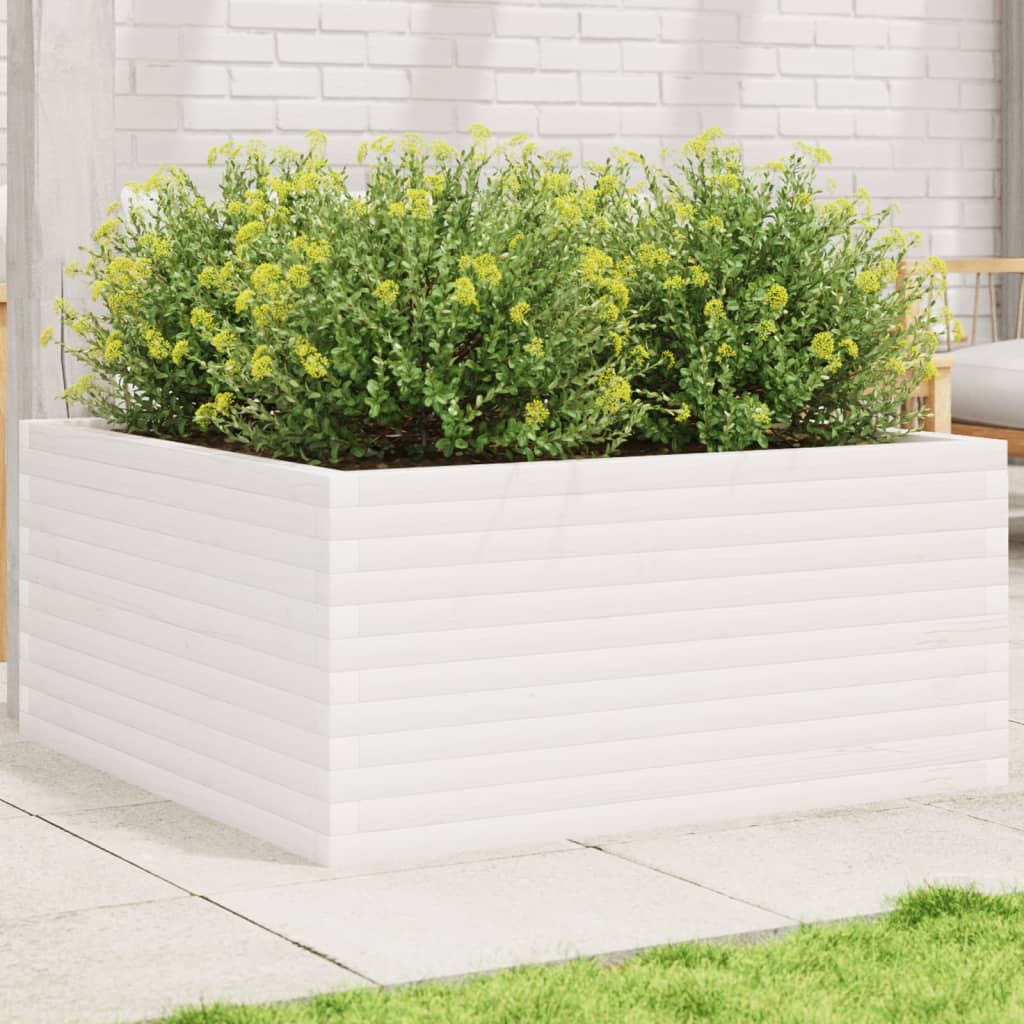 VidaXL Jardinière 100x100x46 cm bois de pin massif blanc