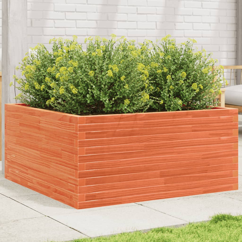 VidaXL Jardinière 100x100x46 cm bois de pin massif, marron lavé