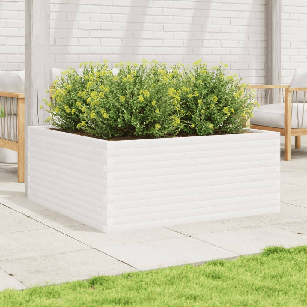 VidaXL Jardinière 110x110x46 cm bois de pin massif blanc