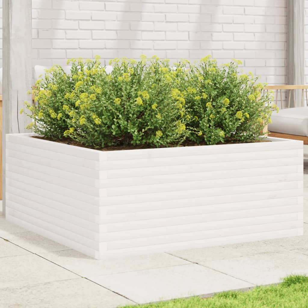 VidaXL Jardinière 110x110x46 cm bois de pin massif blanc