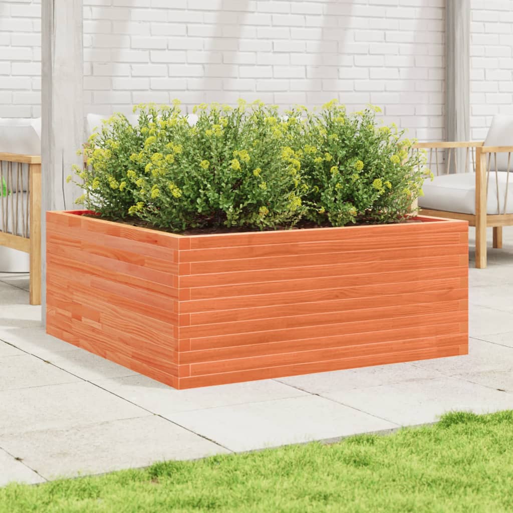 VidaXL Jardinière 110x110x46 cm bois de pin massif, marron lavé