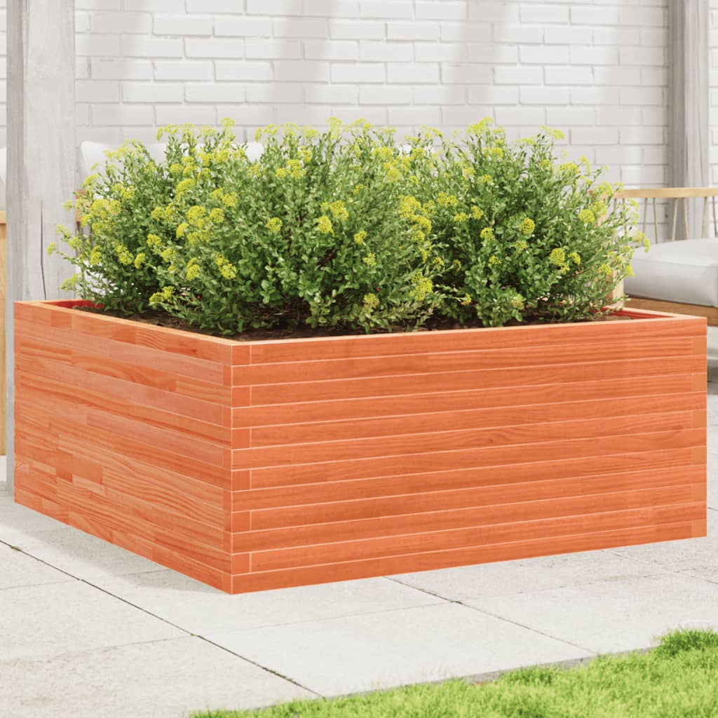VidaXL Jardinière 110x110x46 cm bois de pin massif, marron lavé