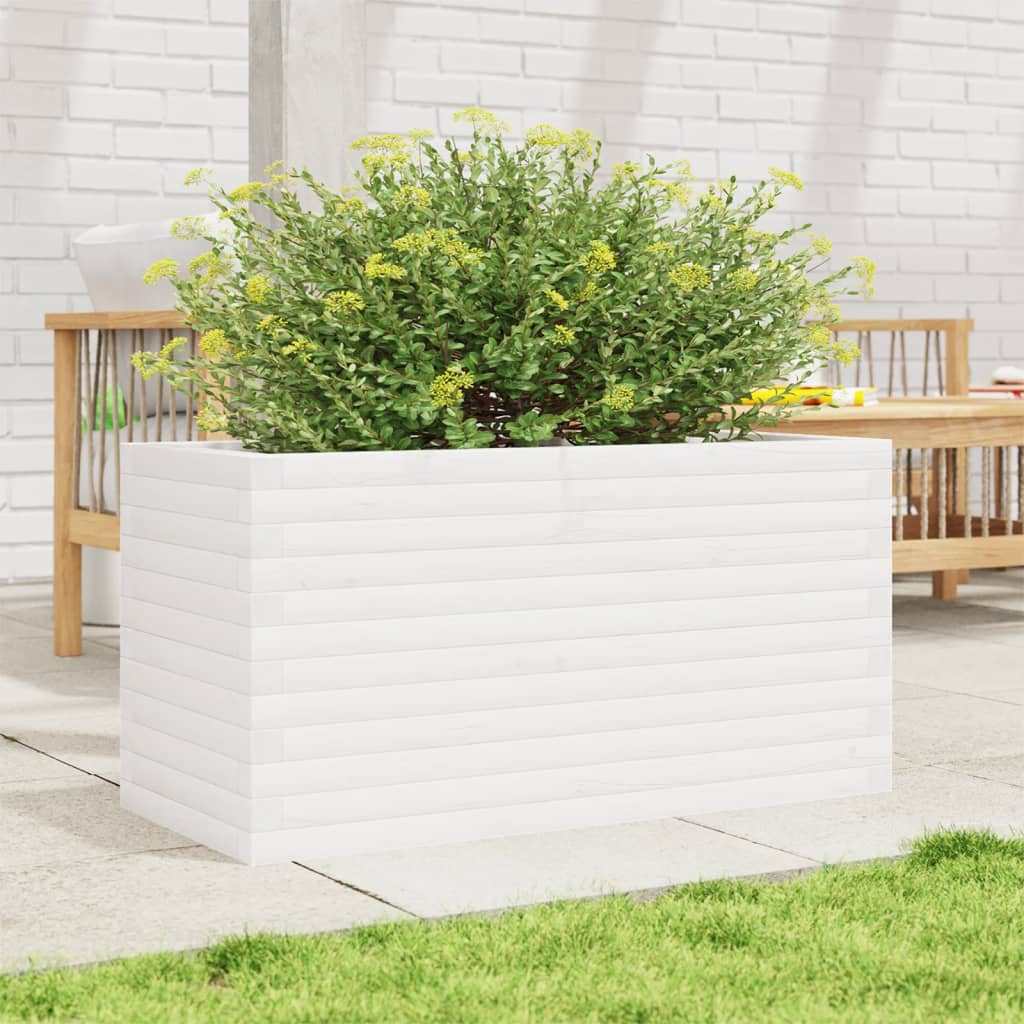 VidaXL Jardinière 90x40x46 cm bois de pin massif blanc