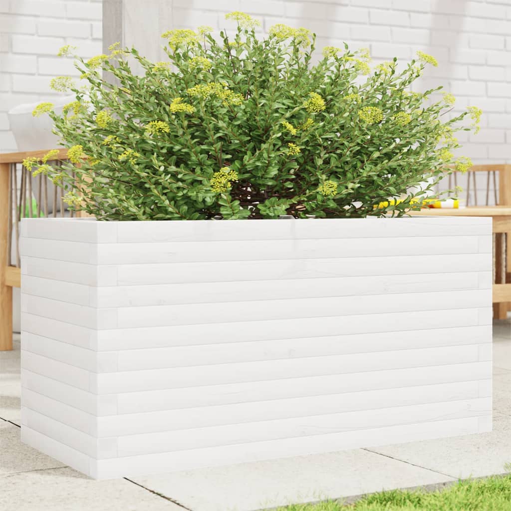 VidaXL Jardinière 90x40x46 cm bois de pin massif blanc