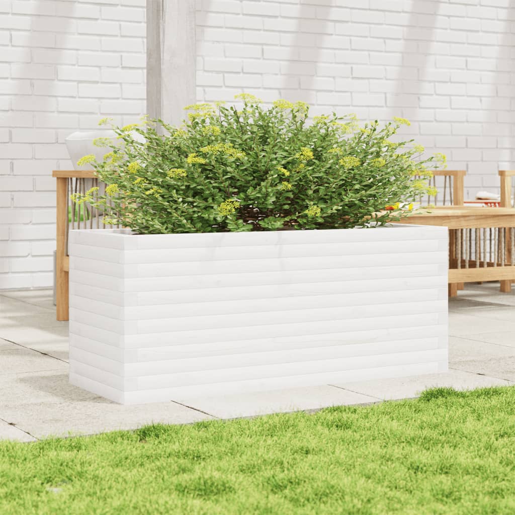 VidaXL Jardinière 110x40x46 cm bois de pin massif blanc