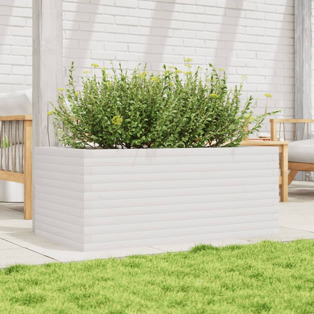 VidaXL Jardinière 110x60x46 cm bois de pin massif blanc