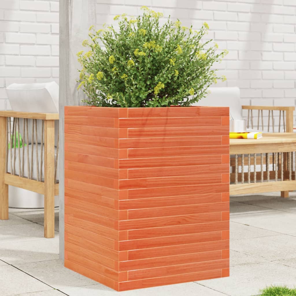 VidaXL Jardinière 50x50x68,5 cm bois de pin massif, marron lavé