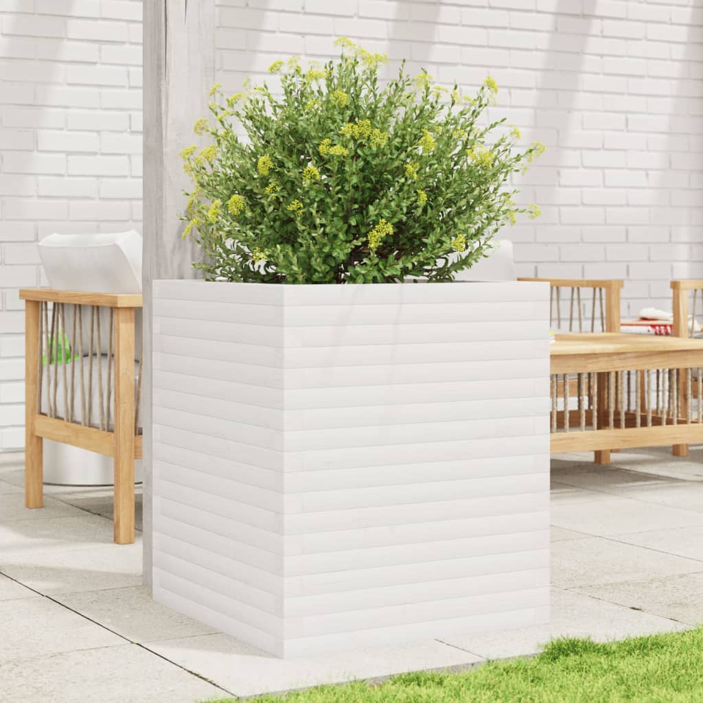 VidaXL Jardinière 60x60x68,5 cm bois de pin massif blanc