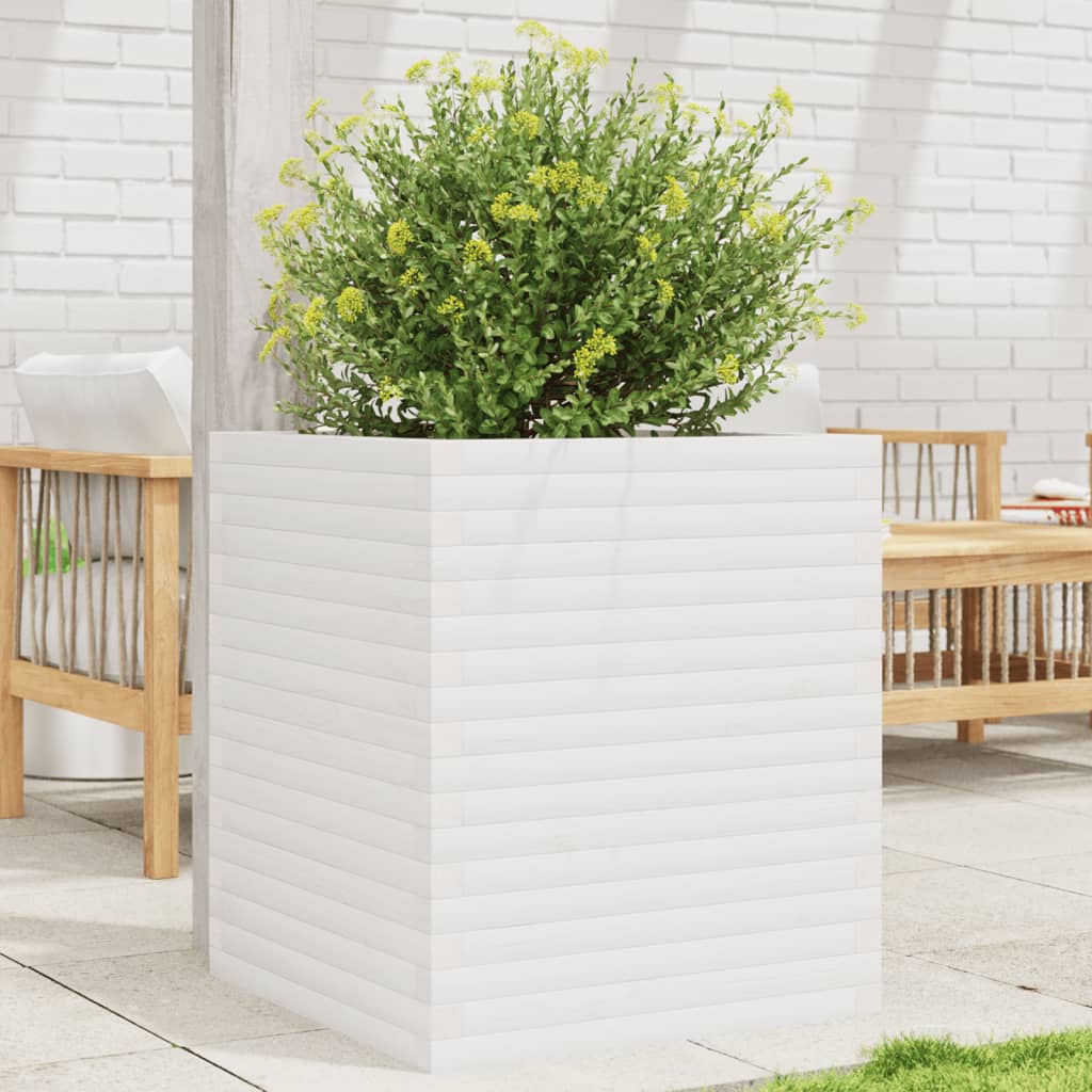 VidaXL Jardinière 60x60x68,5 cm bois de pin massif blanc