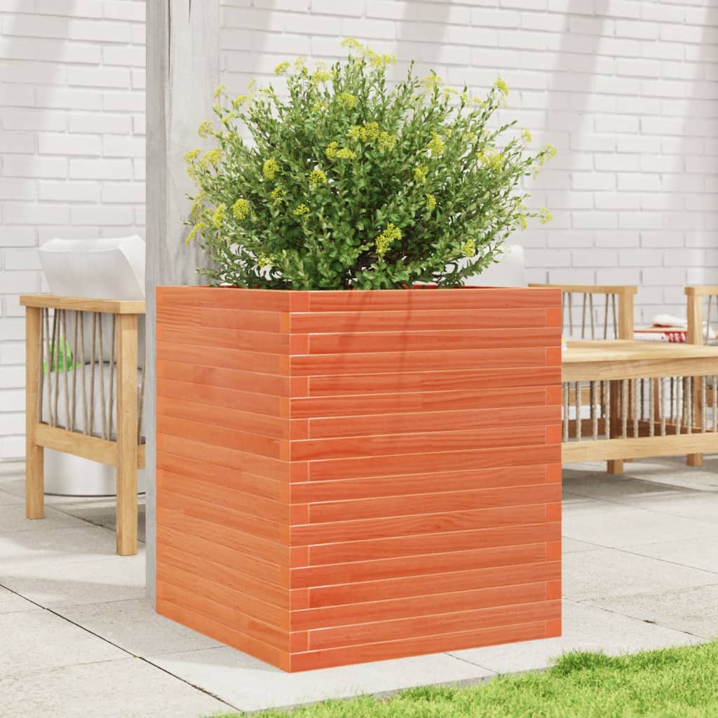 VidaXL Jardinière 60x60x68,5 cm bois de pin massif, marron lavé