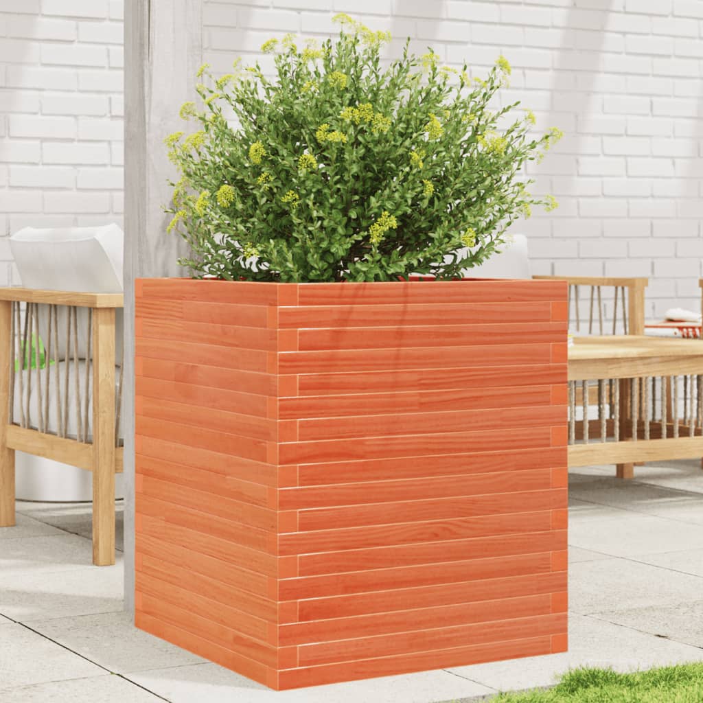 VidaXL Jardinière 60x60x68,5 cm bois de pin massif, marron lavé