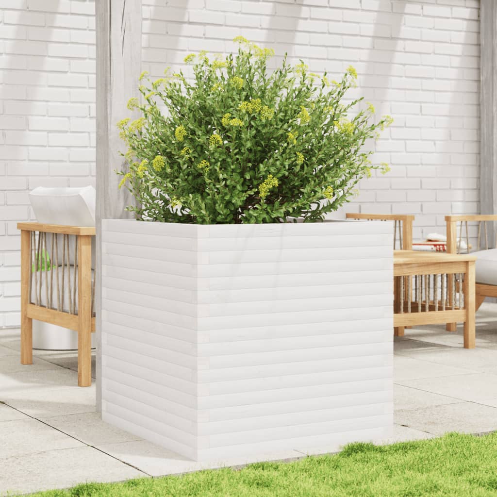 VidaXL Jardinière 70x70x68,5 cm bois de pin massif blanc