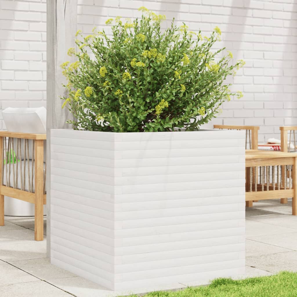 VidaXL Jardinière 70x70x68,5 cm bois de pin massif blanc
