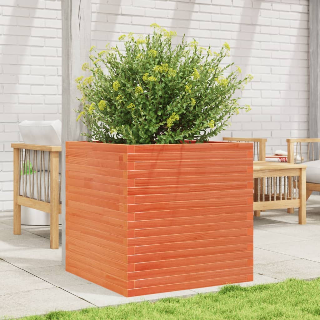 VidaXL Jardinière 70x70x68,5 cm bois de pin massif, marron lavé